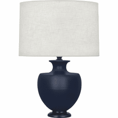 Robert Abbey MMB22 Michael Berman Atlas Matte Midnight Blue Glazed Ceramic and Deep Patina Bronze Side Table Lamp