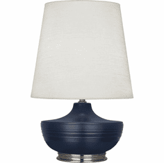 Robert Abbey MMB23 Michael Berman Nolan Matte Midnight Blue Glazed Ceramic and Dark Antique Nickel Table Lamp