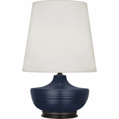 Robert Abbey MMB25 Michael Berman Nolan Matte Midnight Blue Glazed Ceramic and Deep Patina Bronze Table Lighting
