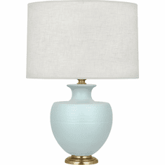 Robert Abbey MSB21 Michael Berman Atlas Matte Sky Blue Glazed Ceramic with Brass Table Lamp