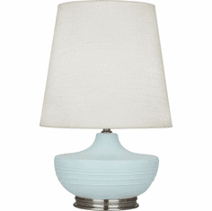 Robert Abbey MSB23 Michael Berman Nolan Matte Sky Blue Glazed Ceramic with Dark Antique Nickel Table Lighting