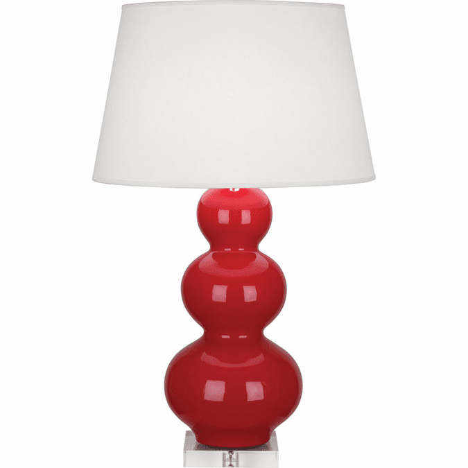 Robert Abbey RR43X Triple Gourd Ruby Red Glazed Ceramic with Lucite 33" Table Top Lamp