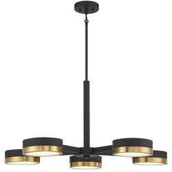 Savoy House 1-1635-5-143 Ashor Modern Matte Black and Warm Brass LED Chandelier Lighting