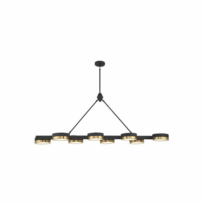 Savoy House 1-1636-8-143 Ashor Modern Matte Black and Warm Brass LED Island Light Fixture