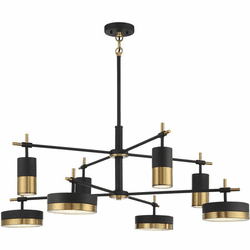 Savoy House 1-1637-8-143 Ashor Modern Matte Black and Warm Brass LED Lighting Chandelier