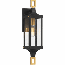 Savoy House 5-275-144 Glendale Contemporary Matte Black and Weathered Brushed Brass Outdoor Wall Mounted Lamp