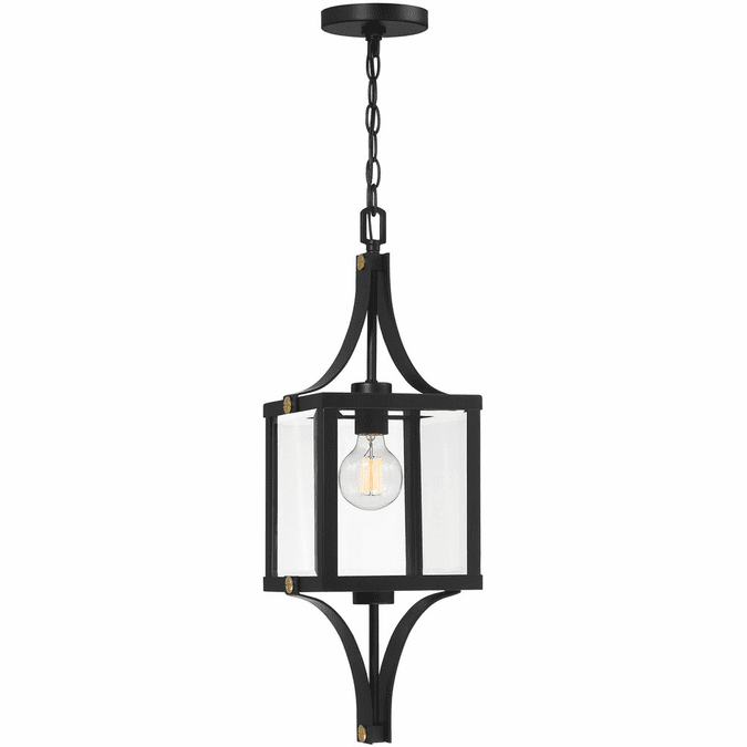 Savoy House 5-475-144 Raeburn Contemporary Matte Black and Weathered Brushed Brass Exterior Hanging Lamp