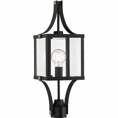 Savoy House 5-476-144 Raeburn Modern Matte Black and Weathered Brushed Brass Exterior Post Light