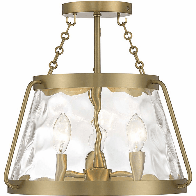 Savoy House 6-1802-3-322 Crawford Modern Warm Brass Flush Mount Lighting