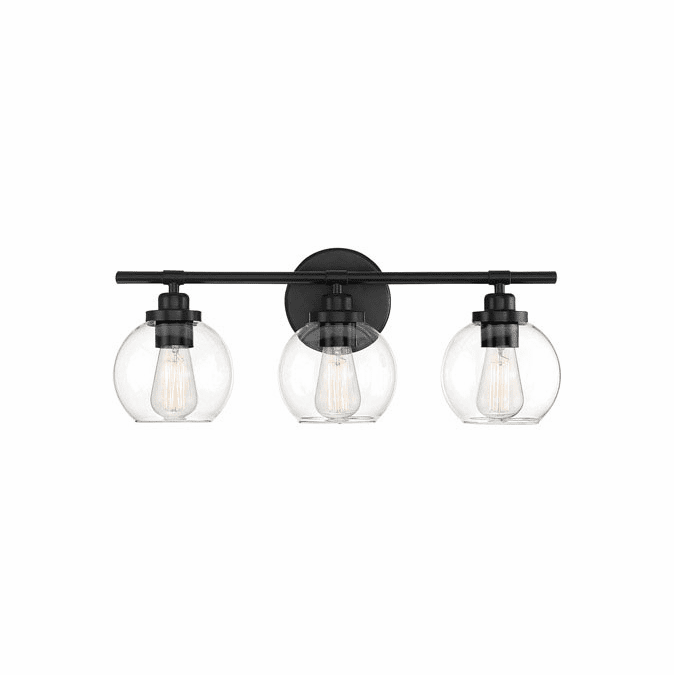 Savoy House 8-4050-3-BK Carson Modern Matte Black 3-Light Lighting For Bathroom