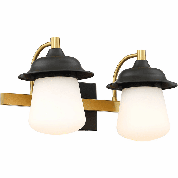 SDQ Lighting VL36902BKWG Contemporary Matte Black / Warm Gold 2-Light Vanity Light Fixture