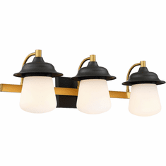 SDQ Lighting VL36903BKWG Modern Matte Black / Warm Gold 3-Light Bathroom Vanity Light