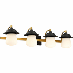 SDQ Lighting VL36904BKWG Contemporary Matte Black / Warm Gold 4-Light Bathroom Vanity Lighting