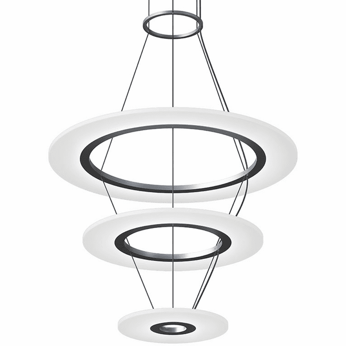Sonneman 2075.16 Arctic Rings Contemporary Bright Satin Aluminum LED Small Pendant Light Fixture
