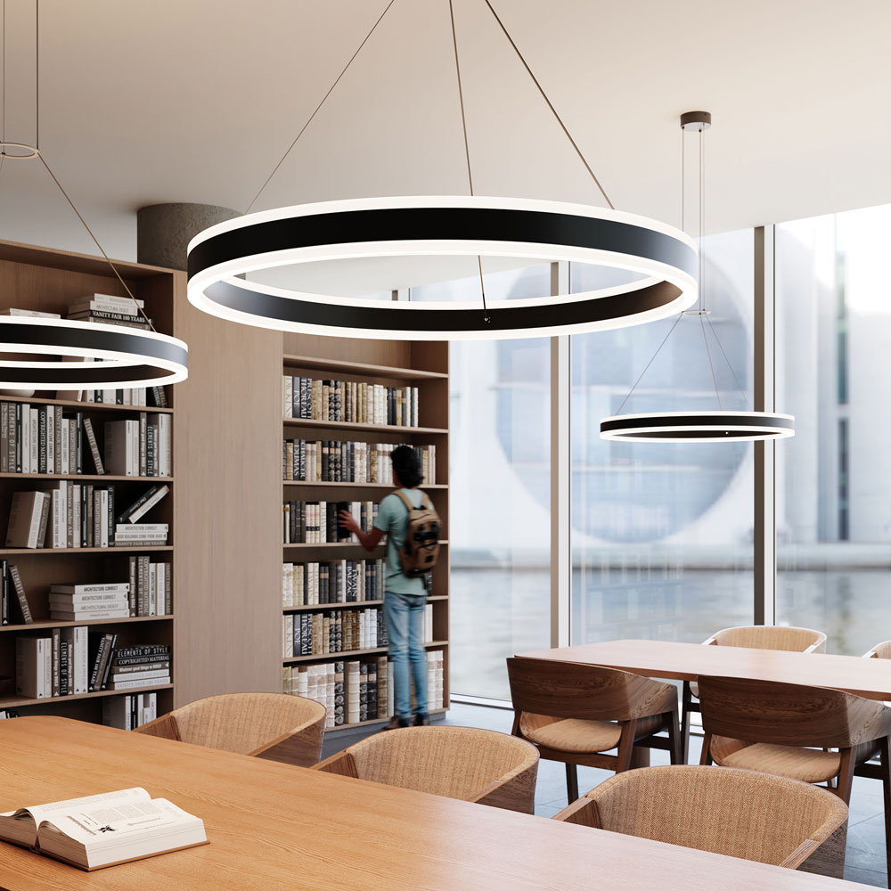 Sonneman 2305.25 Double Corona Modern Satin Black LED 32" Pendant ...