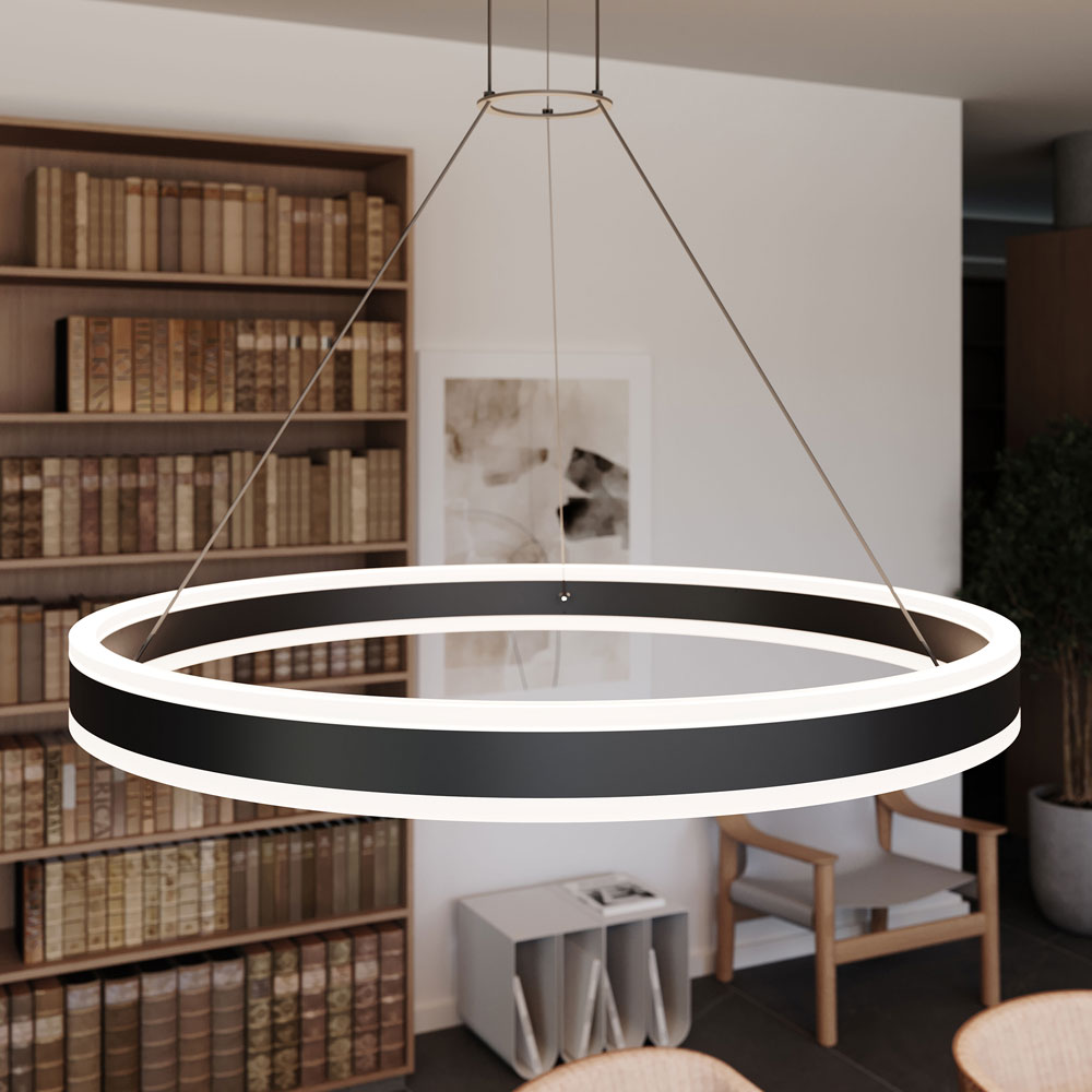 Sonneman 2305.25 Double Corona Modern Satin Black LED 32" Pendant ...