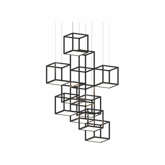 Sonneman 24Z0004K Cubix Modern Satin Black LED Multi Hanging Light Fixture