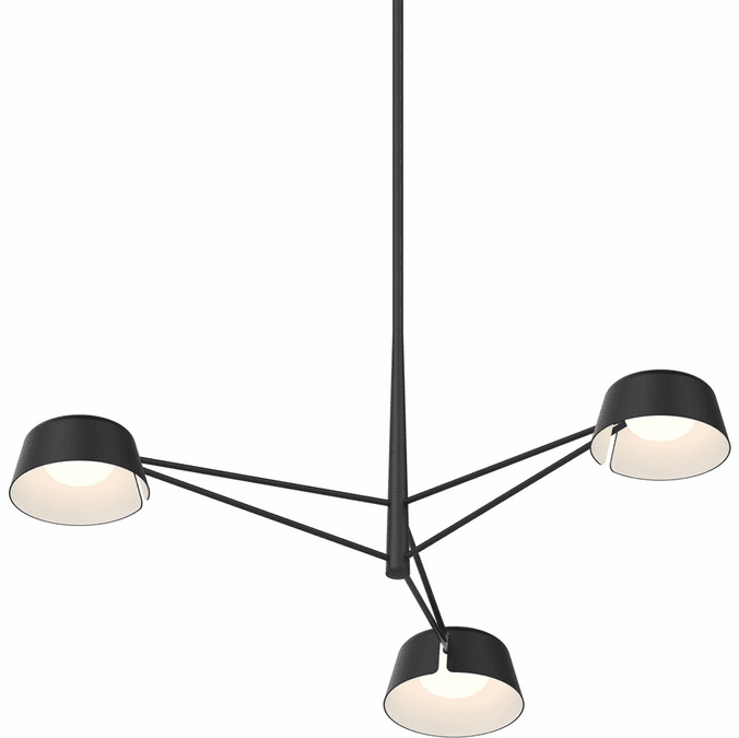 Sonneman 2033.25 Ray Contemporary Satin Black LED Lighting Chandelier