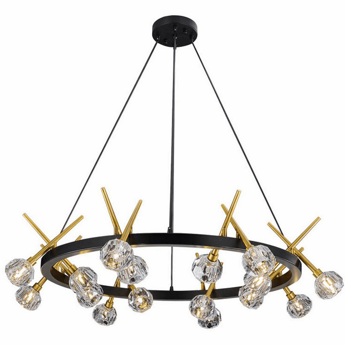 StarFire Crystal 1709BB Sole Antique Brass & Matt Black Chandelier Lighting