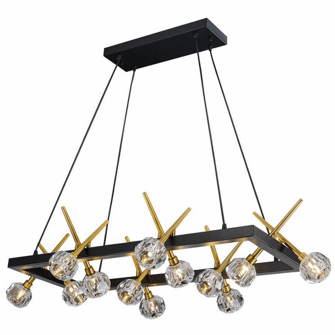 StarFire Crystal 1710BB Sole Antique Brass & Matt Black Kitchen Island Light