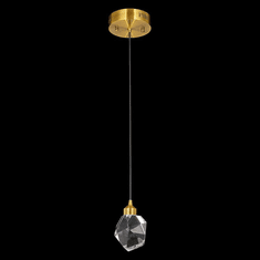 StarFire Crystal LD6105AB Rock Crystal Antique Brass LED Mini Pendant Lighting