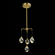 StarFire Crystal LD6115AB Rock Crystal Antique Brass LED Multi Pendant Light