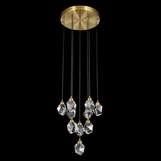 StarFire Crystal LD6118AB Rock Crystal Antique Brass LED Multi Pendant Lighting