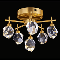 StarFire Crystal LD6120AB Rock Crystal Antique Brass LED Overhead Lighting