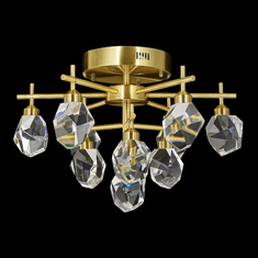 StarFire Crystal LD6123AB Rock Crystal Antique Brass LED Flush Ceiling Light Fixture