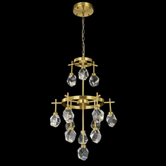 StarFire Crystal LD6126AB Rock Crystal Antique Brass LED Chandelier Lighting