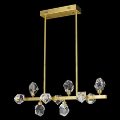 StarFire Crystal LD6136AB Rock Crystal Antique Brass LED Kitchen Island Lighting