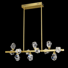 StarFire Crystal LD6144AB Rock Crystal Antique Brass LED Island Light Fixture