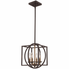 Trans Globe 11184-AG-BK Geometric Cage Modern Antique Gold/Black 12" Hanging Light