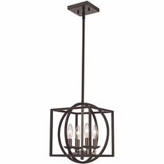 Trans Globe 11184-BN-BK Geometric Cage Contemporary Brushed Nickel/Black 12" Pendant Light Fixture