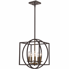 Trans Globe 11185-AG-BK Geometric Cage Modern Antique Gold/Black 16" Pendant Lighting Fixture
