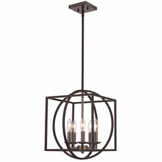 Trans Globe 11185-BN-BK Geometric Cage Modern Brushed Nickel/Black 16" Hanging Pendant Lighting