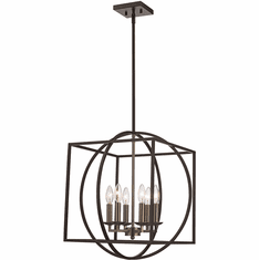 Trans Globe 11186-BN-BK Geometric Cage Contemporary Brushed Nickel/Black 20" Pendant Hanging Light