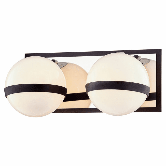 Troy B7482 Ace Carbide Black with Polished Nickel Xenon 2-Light Vanity Light