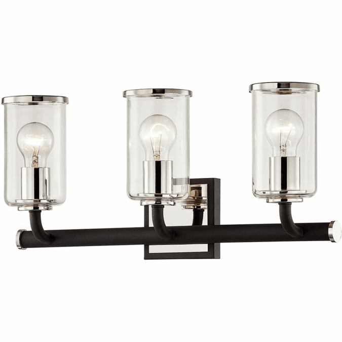 Troy B7683-TBK/PN Aeon Carbide Black and Polished Nickel 3-Light Bath Sconce