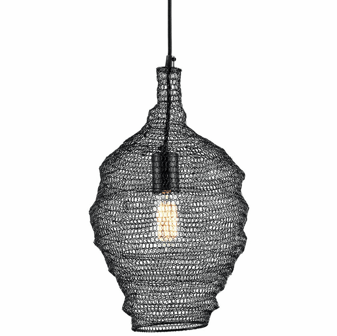 Troy F6775-SBK Wabi Sabi Contemporary Black Ceiling Pendant Light