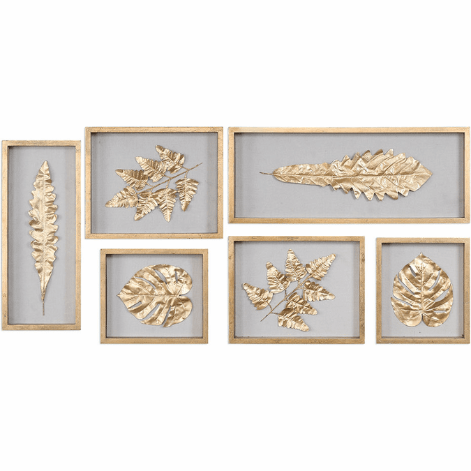 Uttermost 04074 Golden Leaves Modern Gold Leaf Wall Decor UTT04074