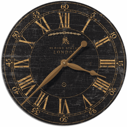 Uttermost 06029 Bond Street Retro 18" Black Wall Clock