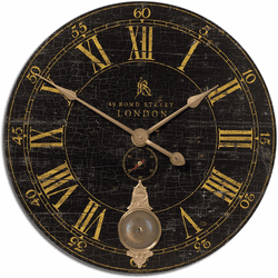 Uttermost 06030 Bond Street Vintage 30" Black Wall Clock