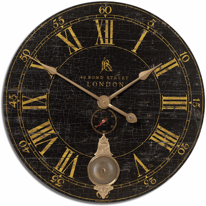 Uttermost 06030 Bond Street Vintage 30" Black Wall Clock