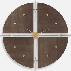 Uttermost 06465 Walnut Elegance Modern Plated Brushed Brass Wall Clock