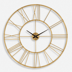 Uttermost 06466 Keyann Contemporary Lustrous Plated Antique Brass Wall Clock