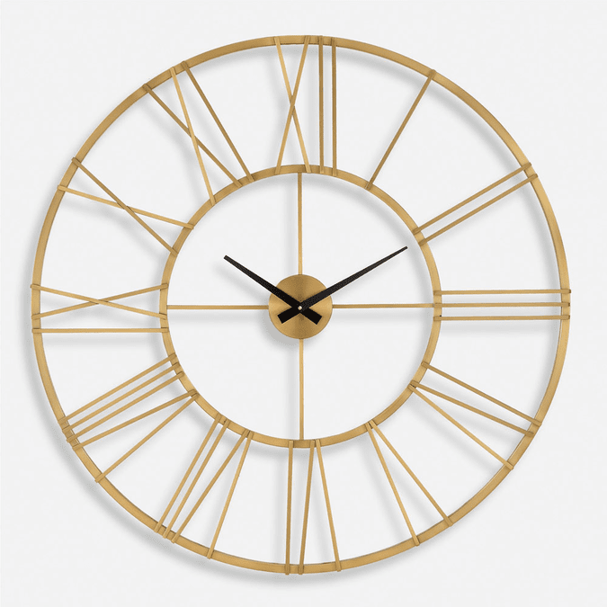 Uttermost 06466 Keyann Contemporary Lustrous Plated Antique Brass Wall Clock