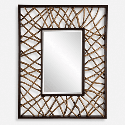 Uttermost 08184 Teak Maze Contemporary Rich Aged Ivory Wall Mounted Mirror