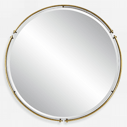 Uttermost 08216 Wesley Contemporary Antique Brass Wall Mounted Mirror