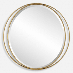 Uttermost 09991 Rhodes Contemporary Plated Brushed Brass Wall Mounted Mirror